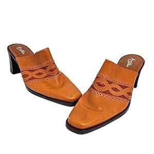 Artiva Brazil Madonna Women Leather Upper Slip On 3" High Heel Mules Tan Size 10